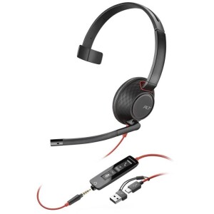 Product detail of HP Poly Blackwire 5210, 3,5 mm jack + USB-C/A adaptér, mono (8X230AA) černý