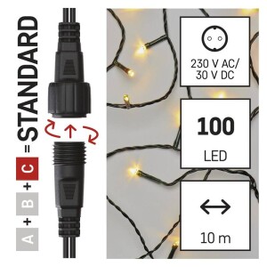 Product detail of EMOS 100 LED Standard, 10 m, venkovní i vnitřní, teplá bílá, časovač (D1AW03)
