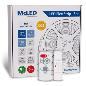 Product detail of McLED sada 5 m + Přijímač Nano, 480 LED/m, NW, 1030 lm/m, vodič 3 m (ML-126.054.83.S05002)