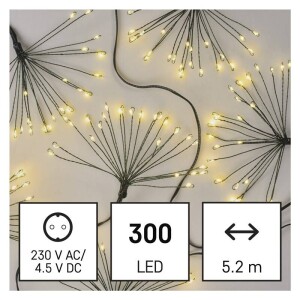 Product detail of EMOS 300 LED řetěz - svítící trsy, nano, 5,2 m, vnitřní, teplá bílá, časovač (D3AW10)