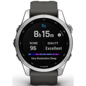Product detail of Garmin fenix 7S Glass - Silver/Graphite Silicone Band (010-02539-01)
