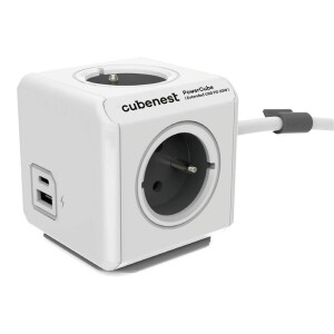 Product detail of CubeNest Powercube Extended USB PD 20W, USB, USB-C, 4x zásuvka, 1,5m (PC420GY) šedý/bílý
