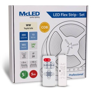 Product detail of McLED sada 5 m + Přijímač Nano, 480 LED/m, WW, 985 lm/m, vodič 3 m (ML-126.055.83.S05002)