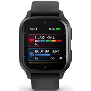 Product detail of Garmin Venu Sq 2 Music - Slate/ Black Silicone Band (010-02700-10)