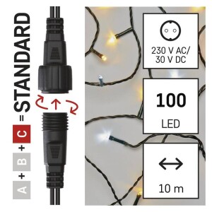 Product detail of EMOS 100 LED Standard blikající, 10 m, venkovní, teplá/studená bílá (D1AN02)