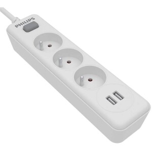 Product detail of Philips 3x zásuvka + 2x USB-A, s vypínačem, 2 m (SPN3032WA/60) bílý