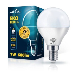 Product detail of ETA EKO LEDka mini globe 7W, E14, neutrální bílá (P45W7NW)