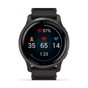 Product detail of Garmin Venu 2 - Slate/Black Leather Band (010-02430-21)