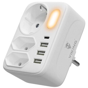 Product detail of Viking AC34, 3x zásuvka, 3x USB, 1x USB-C (VAC34) bílá