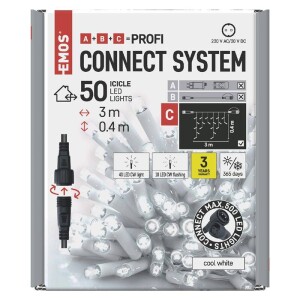 Product detail of EMOS 50 LED Profi blikající bílý - rampouchy, 3 m, venkovní, studená bílá, časovač (D2CC04)