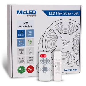 Product detail of McLED s ovládáním Nano - sada 7 m - Professional, 120 LED/m, NW, 880 lm/m, vodič 3 m (ML-126.839.60.S07002)
