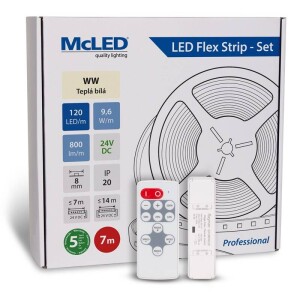 Product detail of McLED s ovládáním Nano - sada 7 m - Professional, 120 LED/m, WW, 800 lm/m, vodič 3 m (ML-126.840.60.S07002)