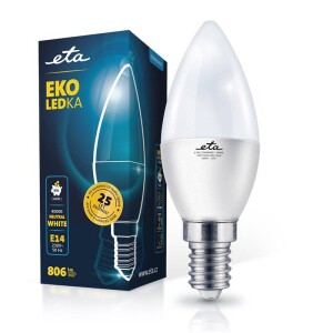Product detail of ETA EKO LEDka svíčka 8W, E14, neutrální bílá (ETAC37W8NW01)