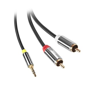 Product detail of GoGEN Jack 3,5mm / 2x Cinch, 5m, pozlacené konektory (CINJACK500FM01) černý
