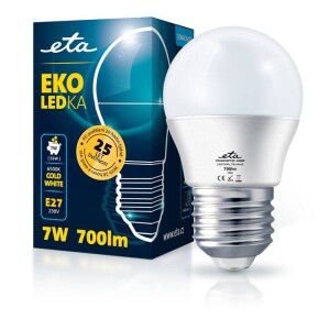 Product detail of ETA EKO LEDka mini globe 7W, E27, studená bílá (G45W7CW)