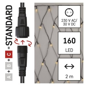Product detail of EMOS 160 LED Standard - síť, 1,5x2 m, venkovní, teplá bílá, časovač (D1DW01)