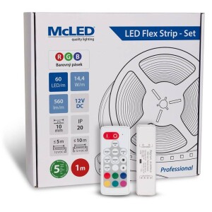 Product detail of McLED s ovládáním Nano - sada 1 m - Professional, 60 LED/m, RGB, 560 lm/m, vodič 3 m (ML-123.601.60.S01004)