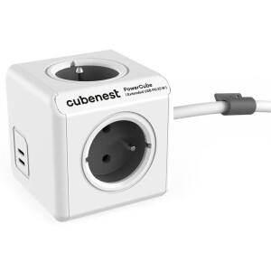 Product detail of CubeNest PowerCube Extended USB PD 35W, 2x USB-C, 4x zásuvka, 1,5m (PC435GY) šedý/bílý