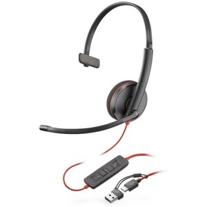 Product detail of HP Poly Blackwire 3210, USB-C/A adaptér, mono (8X214AA) černý