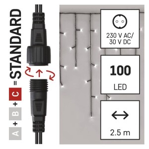 Product detail of EMOS 100 LED Standard - rampouchy, 2,5 m, venkovní, studená bílá, časovač (D1CC01)