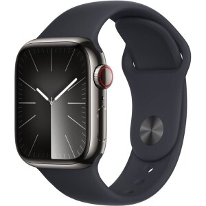 Product detail of Apple Watch Series 9 GPS + Cellular 41mm pouzdro z grafitově šedé nerezové oceli - temně inkoustový sportovní řemínek - S/M (MRJ83QC/A)