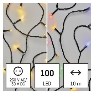 Product detail of EMOS 100 LED řetěz 2v1, 10 m, venkovní i vnitřní, teplá bílá/multicolor, programy (D4AH01)