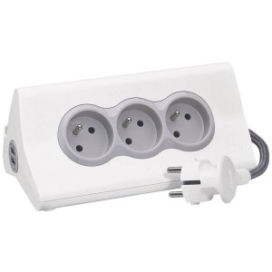 Product detail of Legrand 3x zásuvka, USB, 1,5m (L050410) šedý/bílý