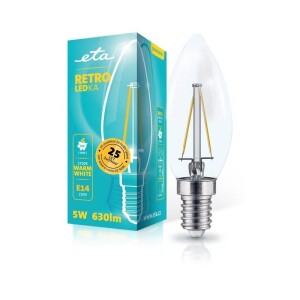 Product detail of ETA RETRO LEDka svíčka filiament 5W, E14, teplá bílá (C37W5WWF)