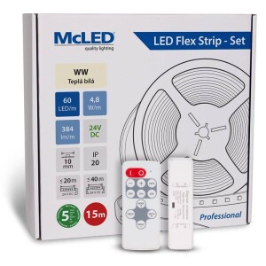 Product detail of McLED s ovládáním Nano - sada 15 m - Professional, 60 LED/m, WW, 384 lm/m, vodič 3 m (ML-126.873.60.S15002)