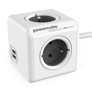 Product detail of Powercube Extended USB, 4x zásuvka, 2x USB, 1,5m šedý/bílý