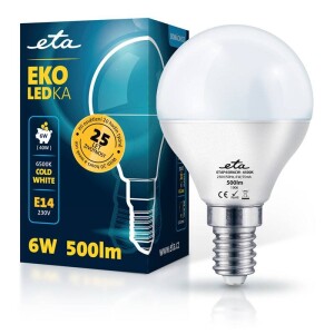 Product detail of ETA EKO LEDka mini globe 6W, E14, studená bílá (P45W6CW)