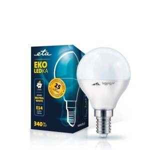 Product detail of ETA EKO LEDka mini globe 4W, E14, neutrální bílá (ETAP45W4NW01)