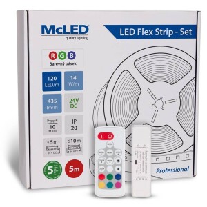 Product detail of McLED s ovládáním Nano - sada 5 m - Professional, 120 LED/m, RGB, 435 lm/m, vodič 3 m (ML-128.003.90.S05004)