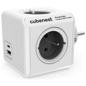 Product detail of CubeNest Powercube Original USB PD 20W, USB, USB-C, 4x zásuvka (PC220GY) šedá/bílá