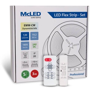 Product detail of McLED sada 3 m + Přijímač Nano CCT, 120 LED/m, EWW-CW, 1605 lm/m, vodič 3 m (ML-127.632.60.S03003)