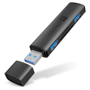 Product detail of Connect IT COMPACT 4v1 USB-A hub + čtečka karet, USB-A/ 2x USB-A 3.0, 1x SD, 1x MicroSD (CHU-4060-AN) antracitová