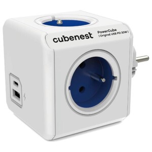 Product detail of CubeNest Powercube Original USB PD 20W, USB, USB-C, 4x zásuvka (PC220BL) bílá/modrá