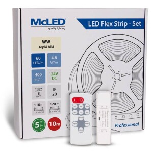 Product detail of McLED s ovládáním Nano - sada 10 m - Professional, 60 LED/m, WW, 400 lm/m, vodič 3 m (ML-126.831.60.S10002)