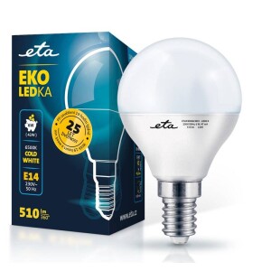 Product detail of ETA EKO LEDka mini globe 6W, E14, studená bílá (ETAP45W6CW01)