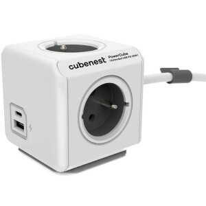 Product detail of CubeNest Powercube Extended USB PD 20W, A+C, 4x zásuvka, 3m (PC520GY) šedé/bílé