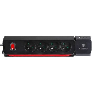 Product detail of Viking 4× zásuvka, 1× USB, 2× USB-C, 1,4m (VR43S) černý