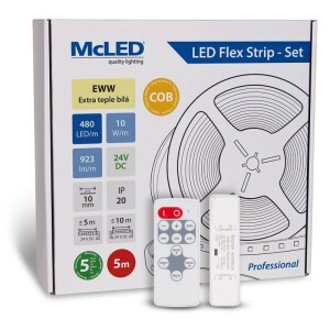 Product detail of McLED sada 5 m + Přijímač Nano, 480 LED/m, EWW, 923 lm/m, vodič 3 m (ML-126.056.83.S05002)