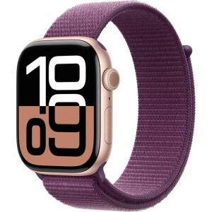 Product detail of Apple Watch Series 10 GPS 46mm pouzdro z růžově zlatého hliníku - švestkový provlékací sportovní řemínek (MWWV3QC/A)