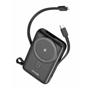 Product detail of Swissten 10000 mAh, PD 20W s integrovanými kabely USB-C a Lightning (kompatibilní s MagSafe) (22013933) černá