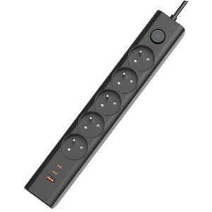 Product detail of Viking 5× zásuvka, 1× USB, 2× USB-C, 1,5m (VYC53B) černý