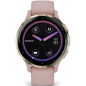 Product detail of Garmin Venu 3S - Cream Gold/Dust Rose Silicone Band (010-02785-03)