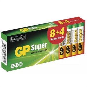 Product detail of GP LR03(AAA),ALKAL.BATERIE,8+4KS,KARTON (B1310T)