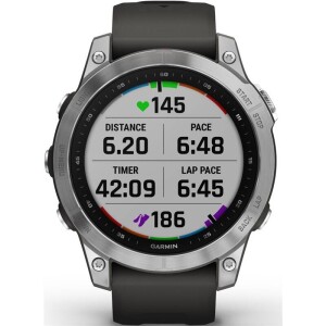 Product detail of Garmin fenix 7 Glass - Silver/Graphite Silicone Band (010-02540-01)