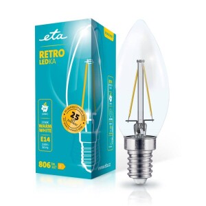 Product detail of ETA RETRO LEDka svíčka filament 6W, E14, teplá bílá (ETAC35W6WWF01)