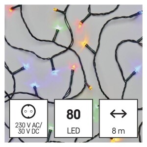 Product detail of EMOS 80 LED řetěz, 8 m, venkovní i vnitřní, multicolor, časovač (D4AM02)
